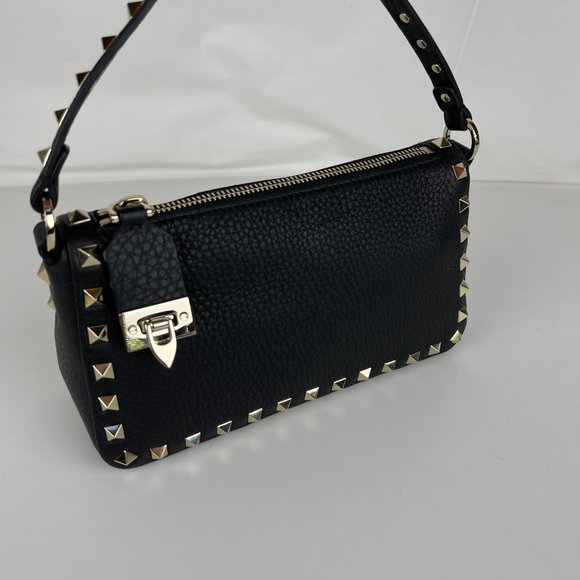 Valentino Garavani Handbags - New Valentino Small Rockstud Grainy Calfskin Shoulder Bag